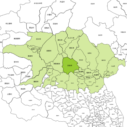 群馬県高崎市の対応エリアマップ